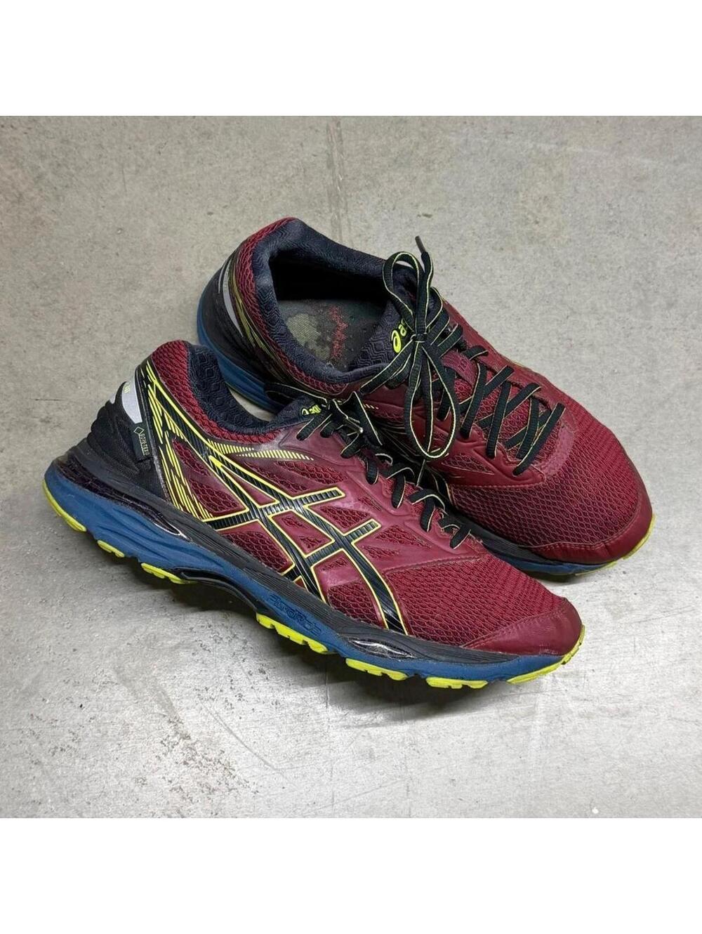 ASICS Gel-Cumulus 18 GTX Gore-Tex Burgundy/Yellow/Black/Blue Running Shoes 10.5M